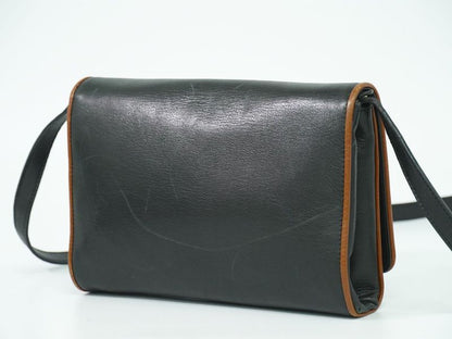 Authentic Celine Leather Shoulder Bag Pochette Black Bag Pre-owned [follow-up