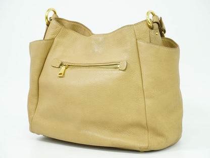 Authentic Prada Leather Shoulder Bag Beige Bag Pre-owned [follow-up Discount