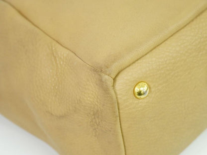 Authentic Prada Leather Shoulder Bag Beige Bag Pre-owned [follow-up Discount