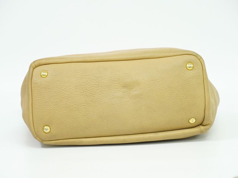 Authentic Prada Leather Shoulder Bag Beige Bag Pre-owned [follow-up Discount