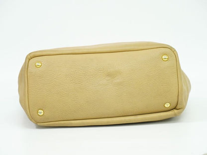 Authentic Prada Leather Shoulder Bag Beige Bag Pre-owned [follow-up Discount