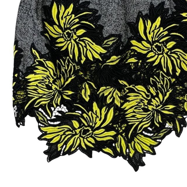 Louis Vuitton Rw212b HO4 Fljb99 Flared Skirt Tweed Floral Pattern Flower Lace