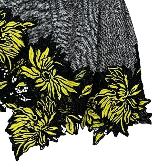 Louis Vuitton Rw212b HO4 Fljb99 Flared Skirt Tweed Floral Pattern Flower Lace