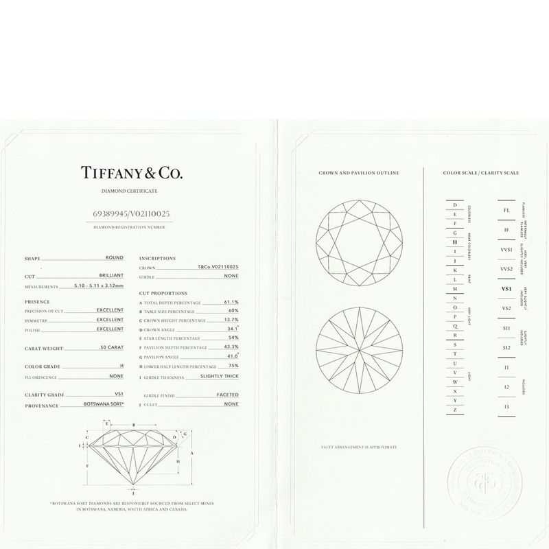 Tiffany & Co Harmony 050ct Diamond Ring H-vs1-3ex Pt950