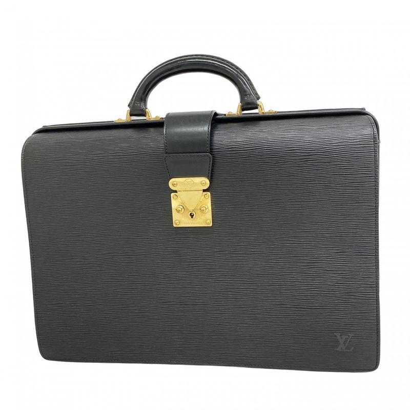 SALE Louis Vuitton Briefcase Epi Serviette Fermoire M54352 Noir Black Men's