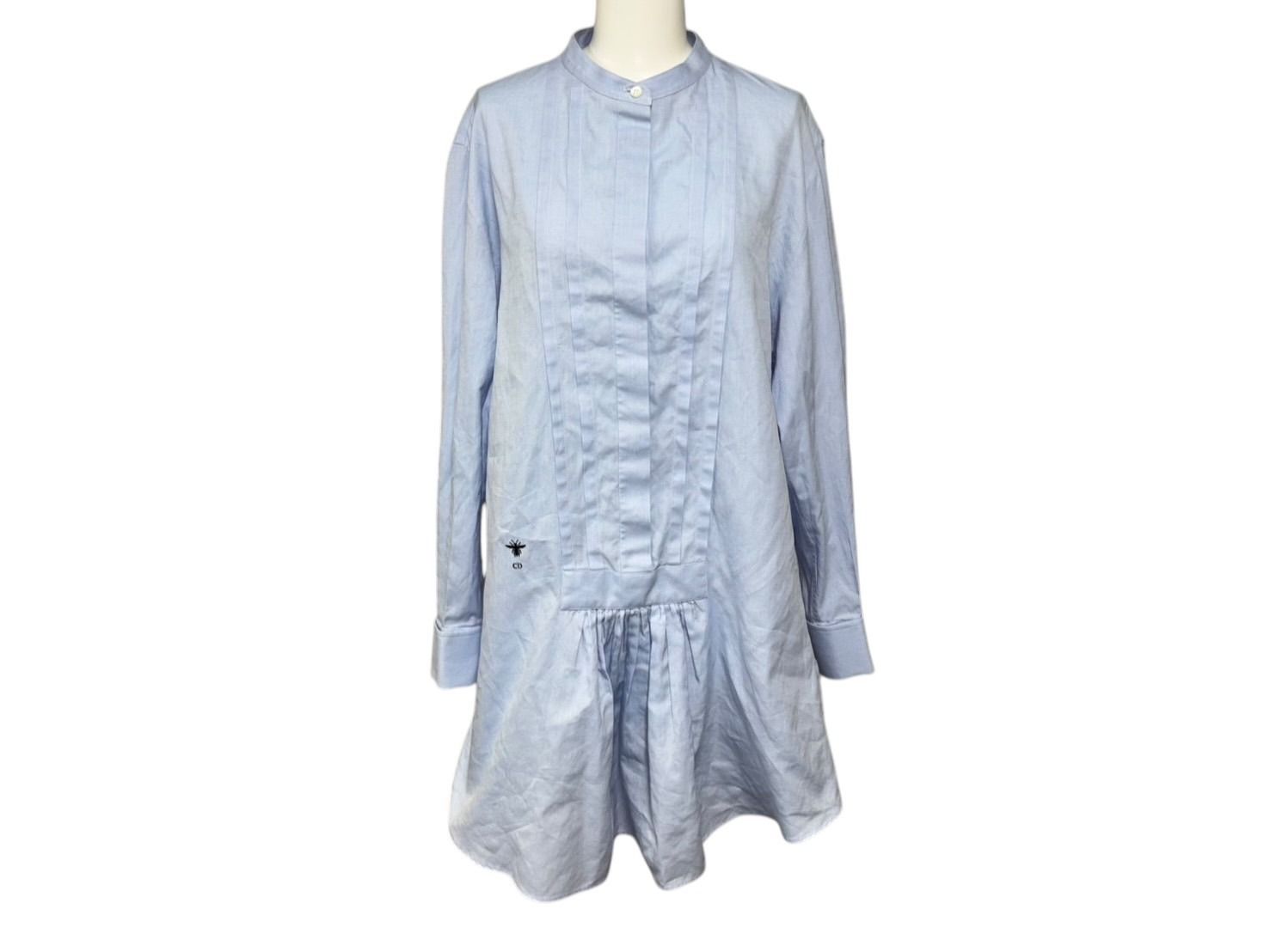 Dior Long Sleeve Dress Blue Cotton