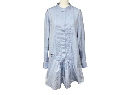 Dior Long Sleeve Dress Blue Cotton