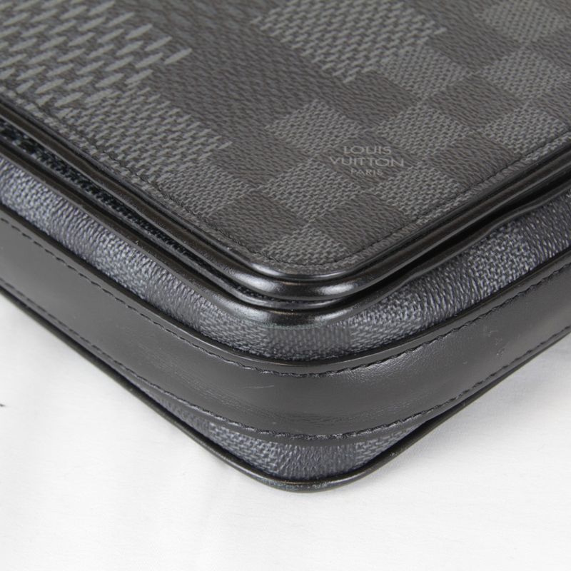 Used" Louis Vuitton N50013/rfid Studio Shoulder Bag Damier Graphite Canvas/leath