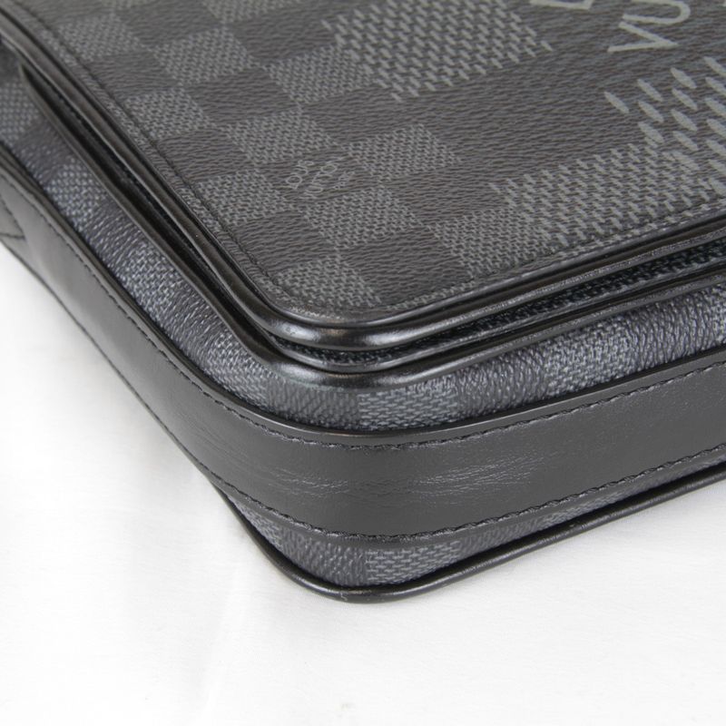 Used" Louis Vuitton N50013/rfid Studio Shoulder Bag Damier Graphite Canvas/leath