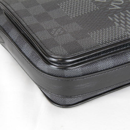 Used" Louis Vuitton N50013/rfid Studio Shoulder Bag Damier Graphite Canvas/leath