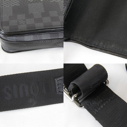 Used" Louis Vuitton N50013/rfid Studio Shoulder Bag Damier Graphite Canvas/leath