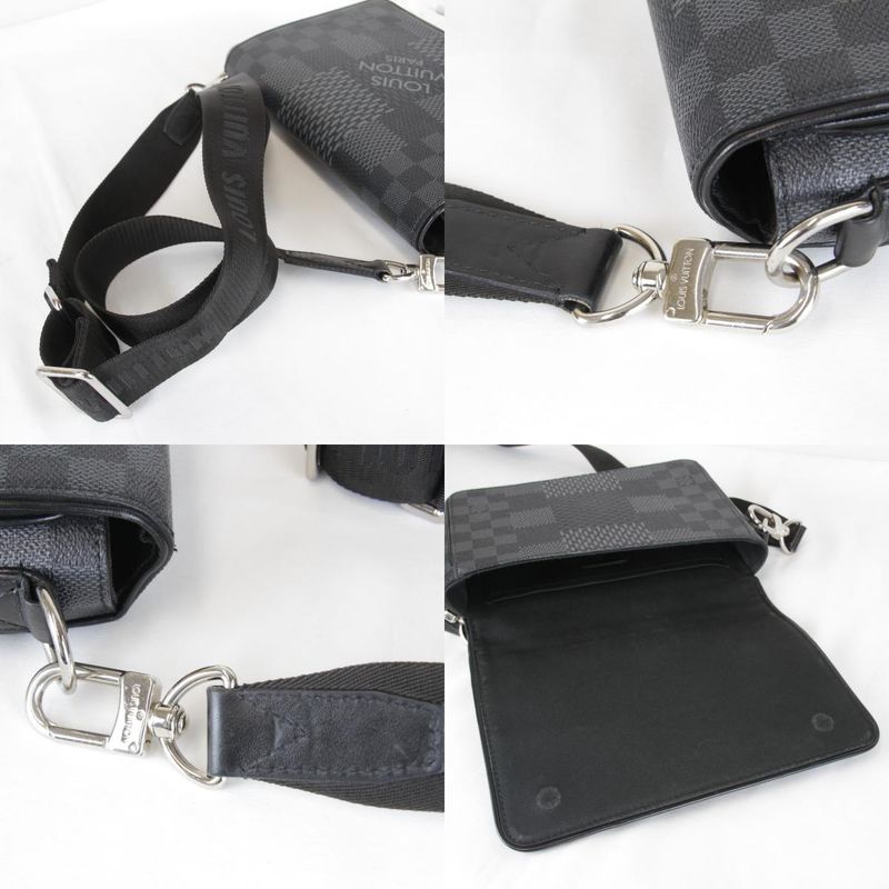 Used" Louis Vuitton N50013/rfid Studio Shoulder Bag Damier Graphite Canvas/leath