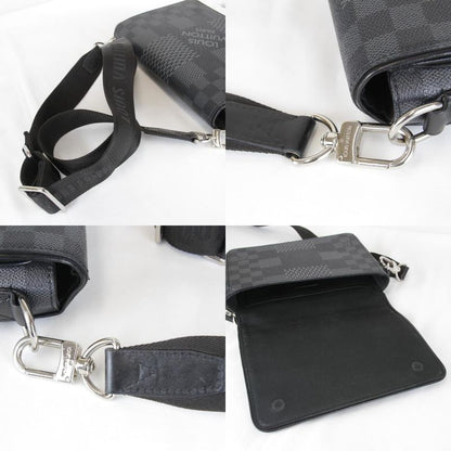 Used" Louis Vuitton N50013/rfid Studio Shoulder Bag Damier Graphite Canvas/leath