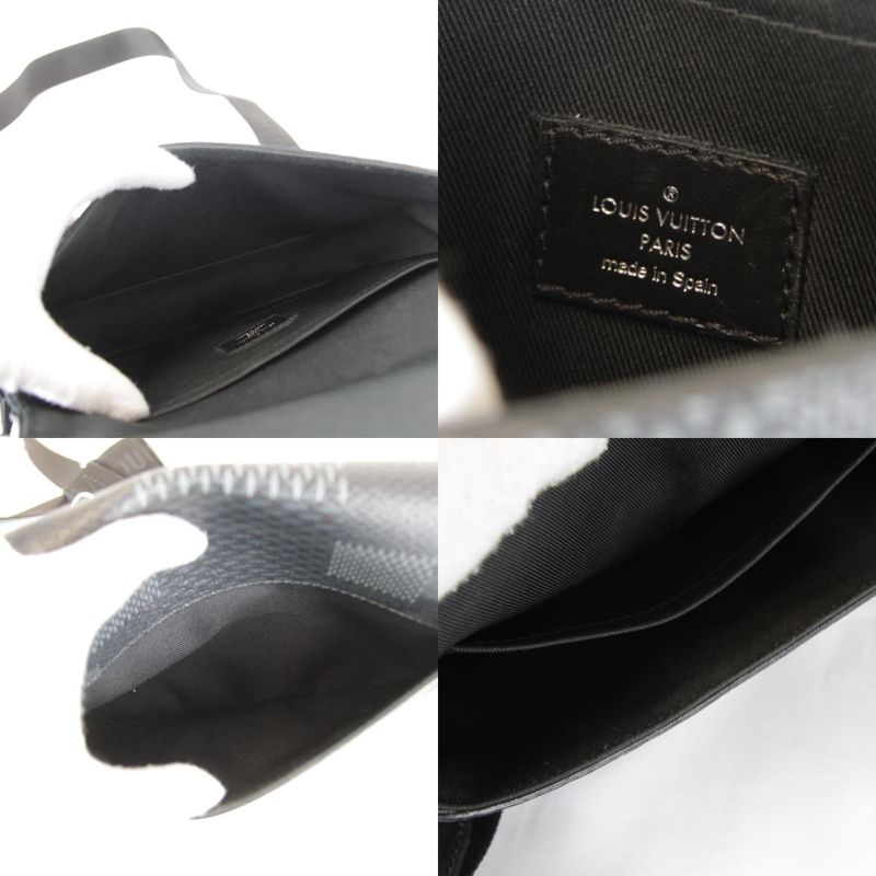 Used" Louis Vuitton N50013/rfid Studio Shoulder Bag Damier Graphite Canvas/leath