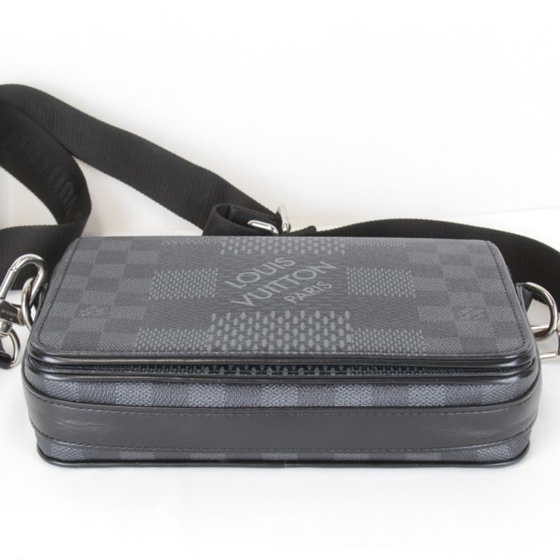 Used" Louis Vuitton N50013/rfid Studio Shoulder Bag Damier Graphite Canvas/leath