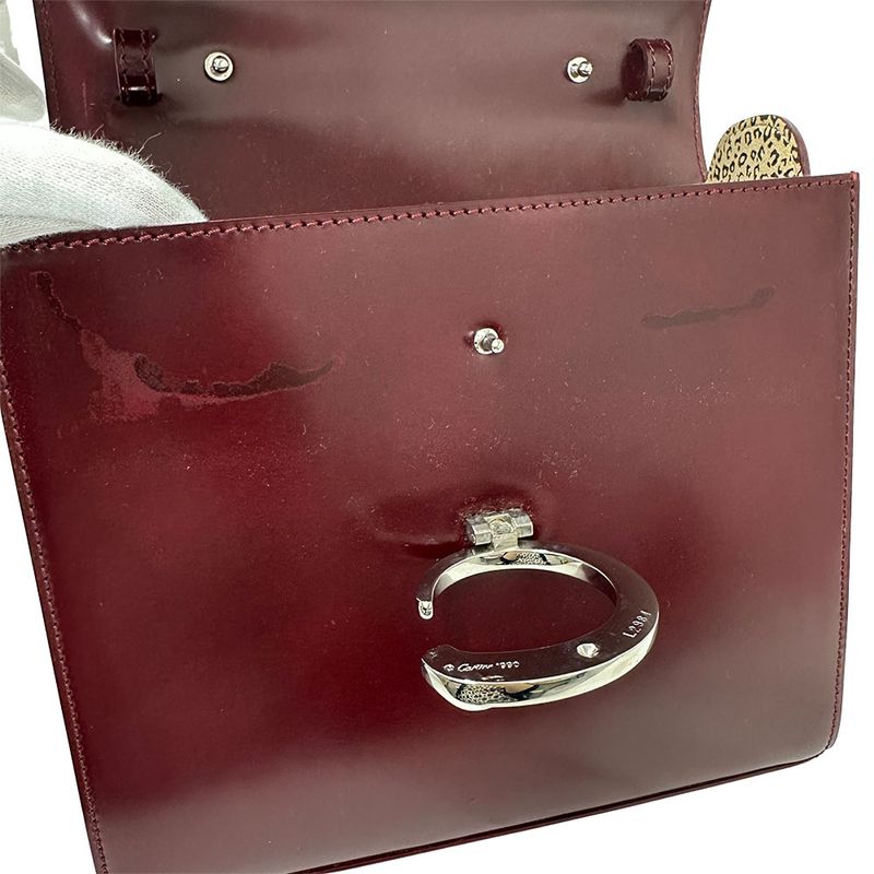Cartier Bag Women's Brand Handbag Patent Leather Panther Bordeaux Stylish
