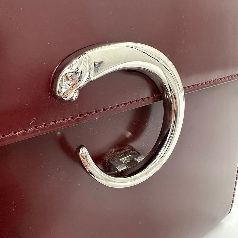 Cartier Bag Women's Brand Handbag Patent Leather Panther Bordeaux Stylish