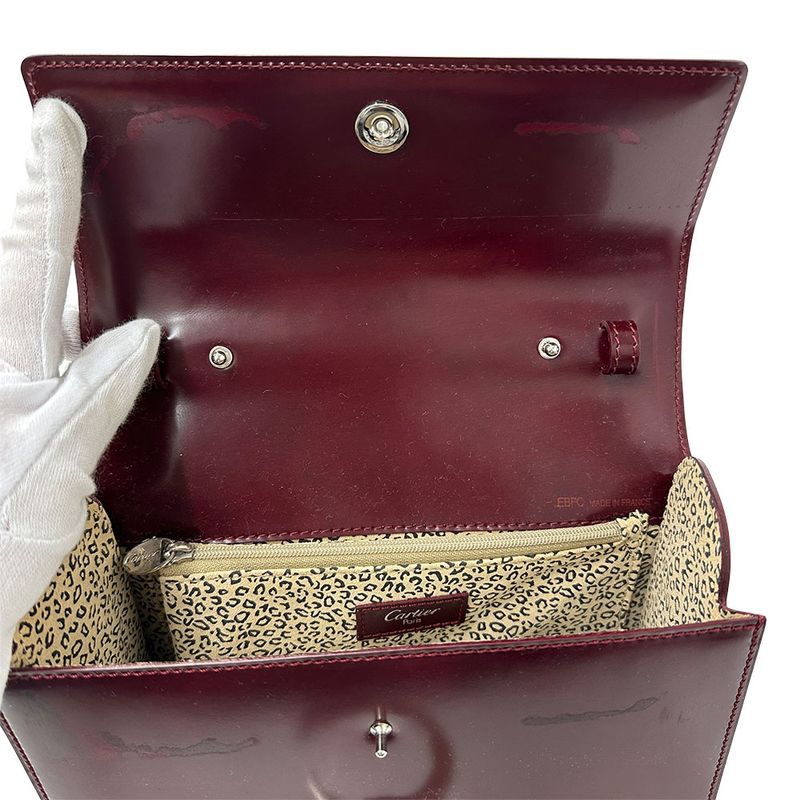 Cartier Bag Women's Brand Handbag Patent Leather Panther Bordeaux Stylish