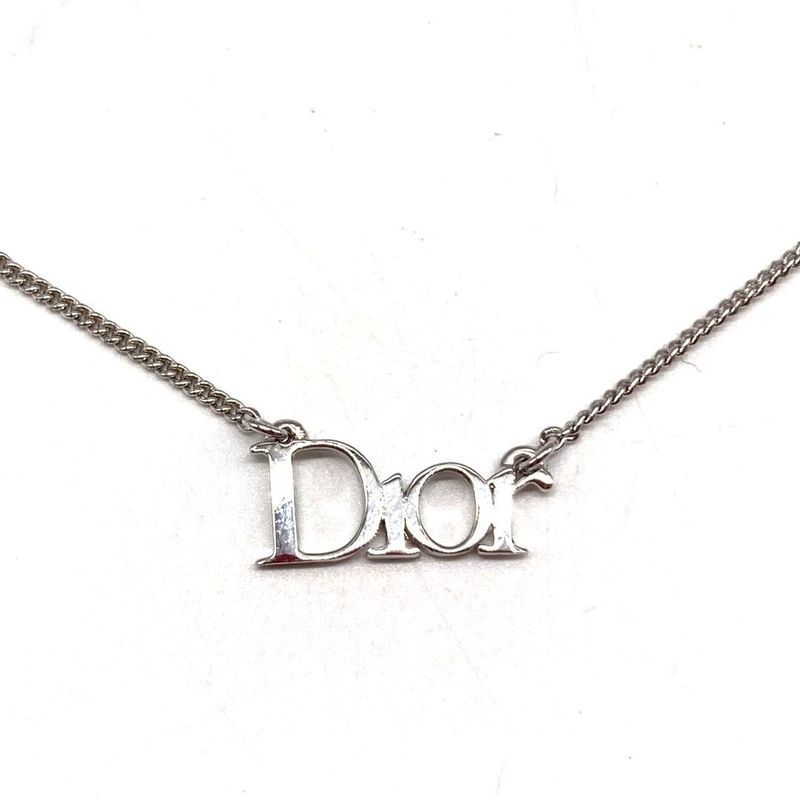 Christian Dior Necklace Logo Silver Ladies Accessories Pre-Owned 006480