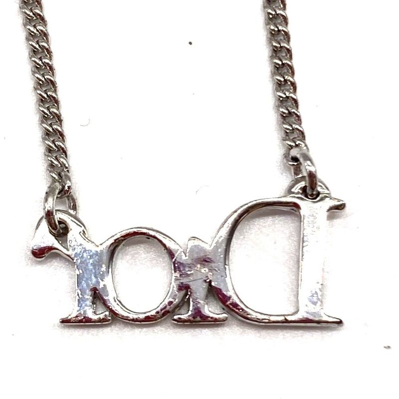 Christian Dior Necklace Logo Silver Ladies Accessories Pre-Owned 006480