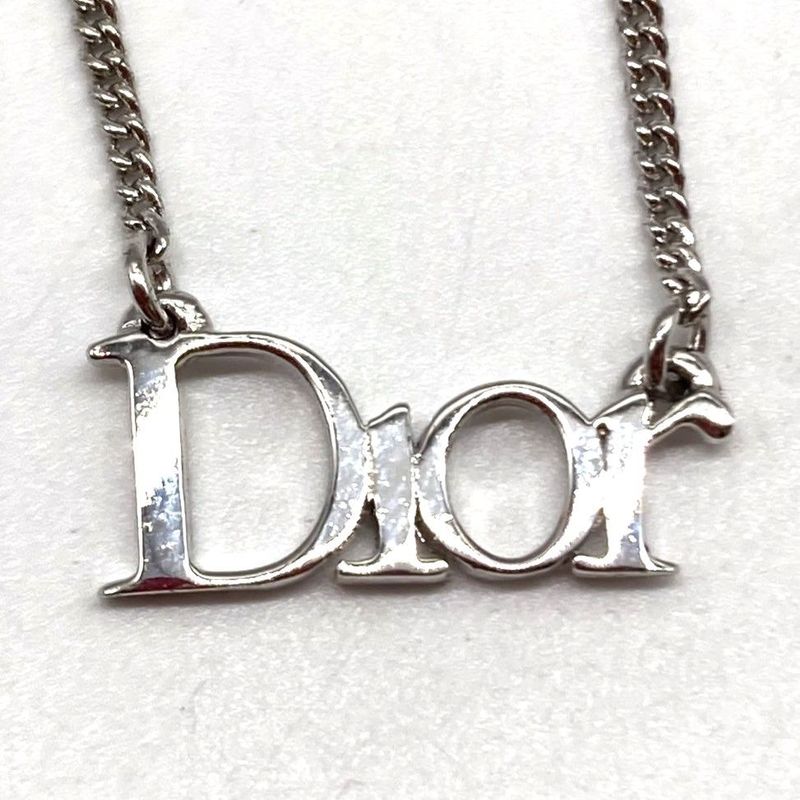 Christian Dior Necklace Logo Silver Ladies Accessories Pre-Owned 006480