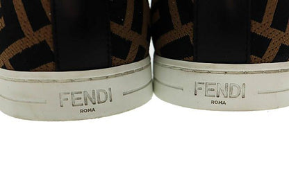 Fendi Zucca Pattern FF Logo Canvas Leather Low Cut Sneakers 1258 7E Brown Black