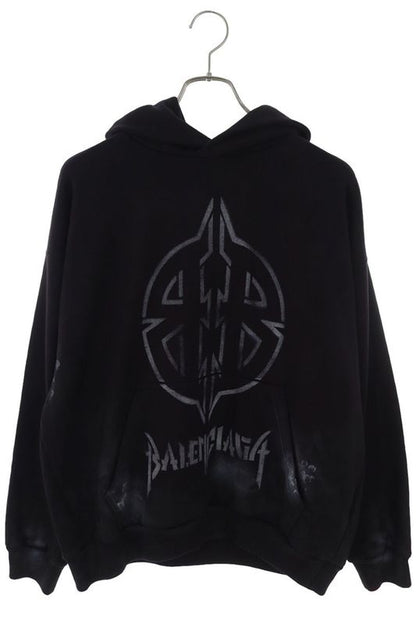 Balenciaga 24AW 767877 Tqvt3 Metal BB Stencil Pullover Hoodie Men's S