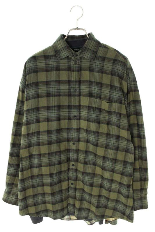 Balenciaga 24AW 794656 Tqm20 Checked Layered Oversized Long Sleeve Shirt Men 1