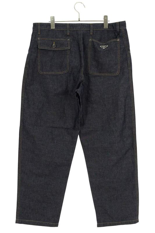 Prada Gep403 Back Triangle Plate Chien Bray Denim Pants Men's M
