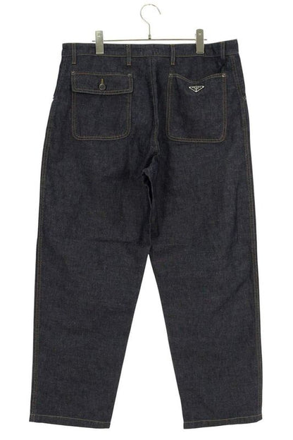 Prada Gep403 Back Triangle Plate Chien Bray Denim Pants Men's M