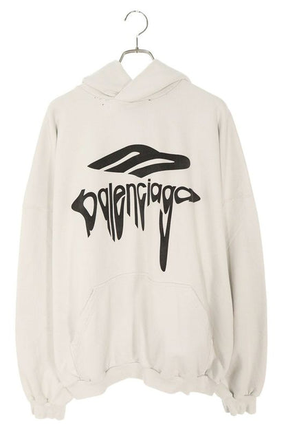 Balenciaga 25SS 803265 Trvs9 Damaged Logo Pullover Hoodie Men's S