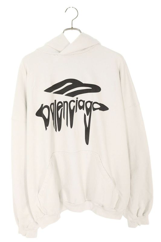 Balenciaga 25SS 803265 Trvs9 Damaged Logo Pullover Hoodie Men's M