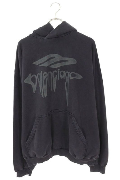 Balenciaga 25SS 803265 Trvs9 Damaged Logo Pullover Hoodie Men's S