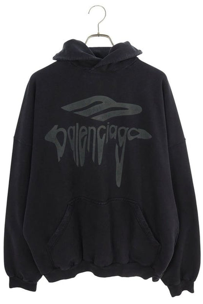 Balenciaga 25SS 803265 Trvs9 Damaged Logo Pullover Hoodie Men's XS