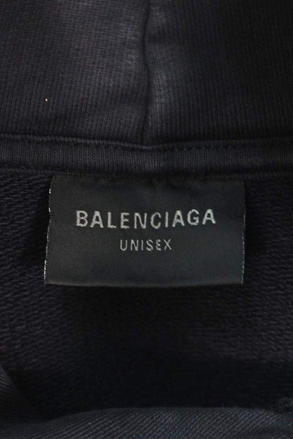 Balenciaga 25SS 803265 Trvs9 Damaged Logo Pullover Hoodie Men's XS