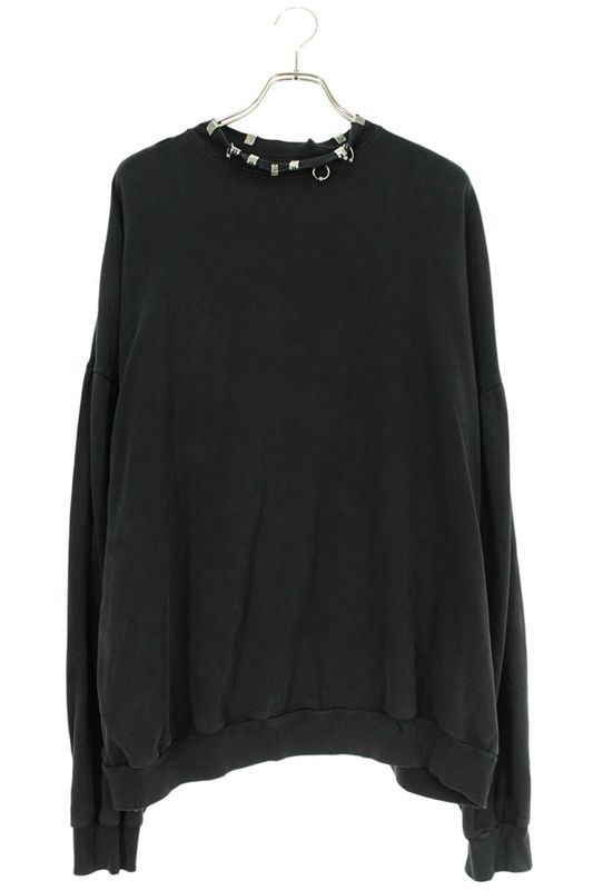 Balenciaga 23AW 762718 Tpvd9 Earrings Crew Neck Vintage Finish Sweatshirt Men's