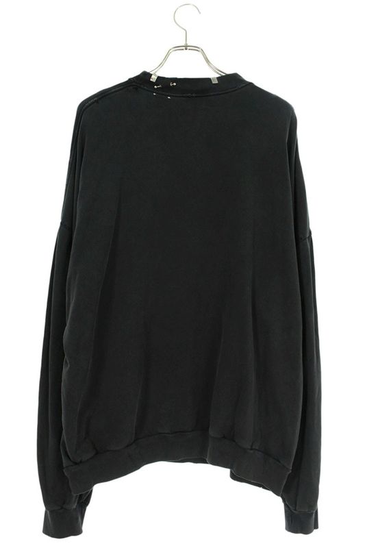 Balenciaga 23AW 762718 Tpvd9 Earrings Crew Neck Vintage Finish Sweatshirt Men's