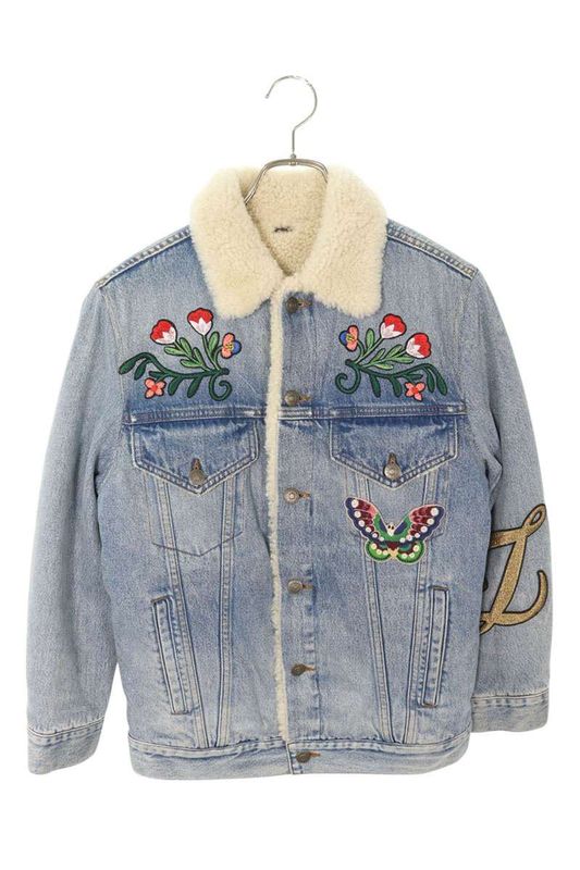 Gucci 458514 Xr482 DIY Patch Design Denim Mouton Blouson Men 40