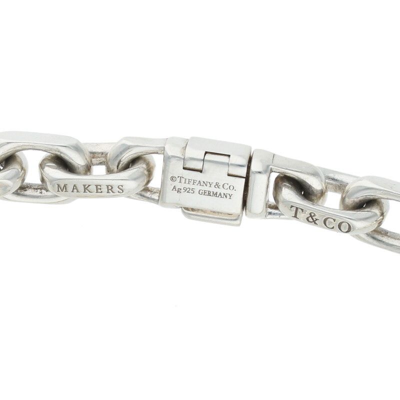 Tiffany & Co Makers 18K Combination Narrow Chain Silver Bracelet Men's