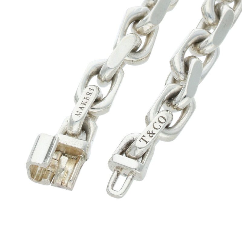 Tiffany & Co Makers 18K Combination Narrow Chain Silver Bracelet Men's