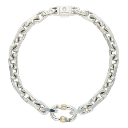 Tiffany & Co Makers 18K Combination Narrow Chain Silver Bracelet Men's