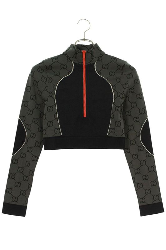 Gucci 23SS 726373 Xjetw GG Jacquard Half Zip Cropped Jersey Blouson Women's S