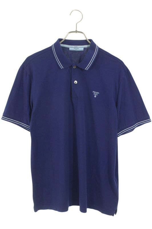 Prada Ujn765 Logo Embroidered Cotton Short Sleeve Polo Shirt Men's L