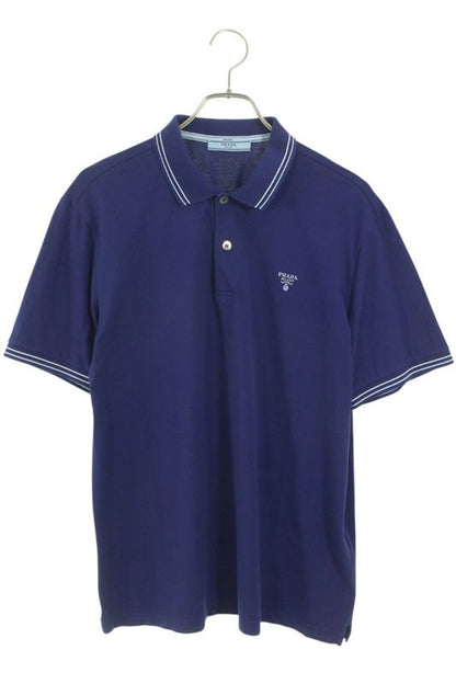 Prada Ujn765 Logo Embroidered Cotton Short Sleeve Polo Shirt Men's L