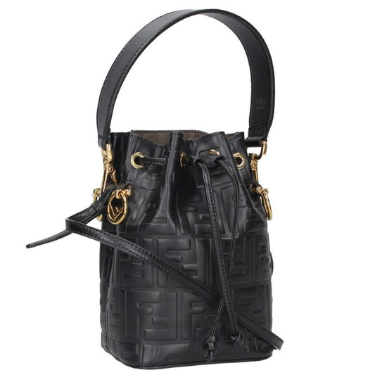 Fendi 8bs010 Montresor FF Logo Embossed Scuff Zar Shoulder Bag Women