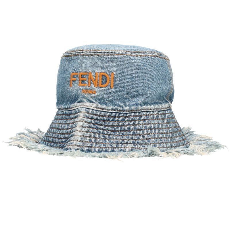 Fendi Fxq963 Logo Embroidered Denim Bucket Hat Men's M