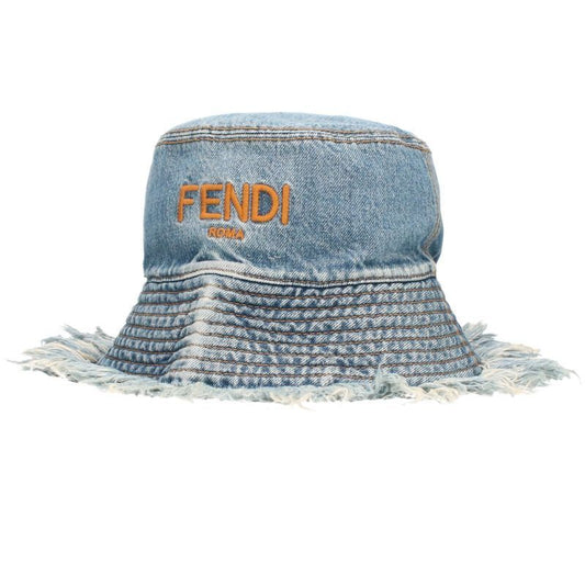 Fendi Fxq963 Logo Embroidered Denim Bucket Hat Men's M