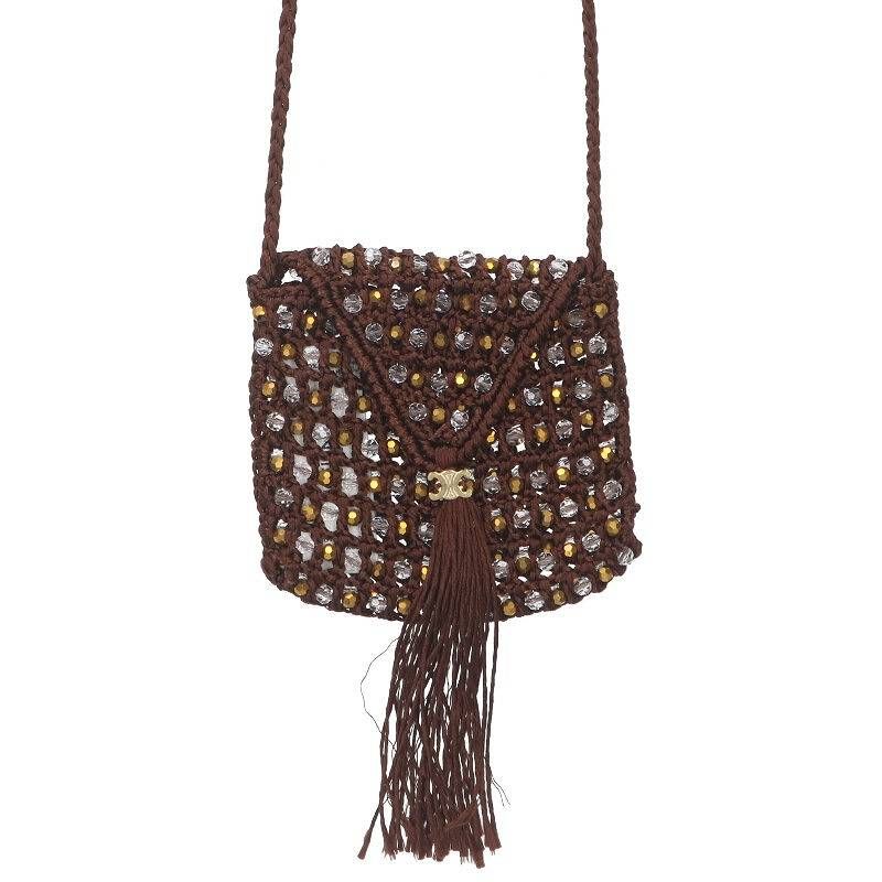 Celine Crochet Silk Pearl Mini Shoulder Bag Women