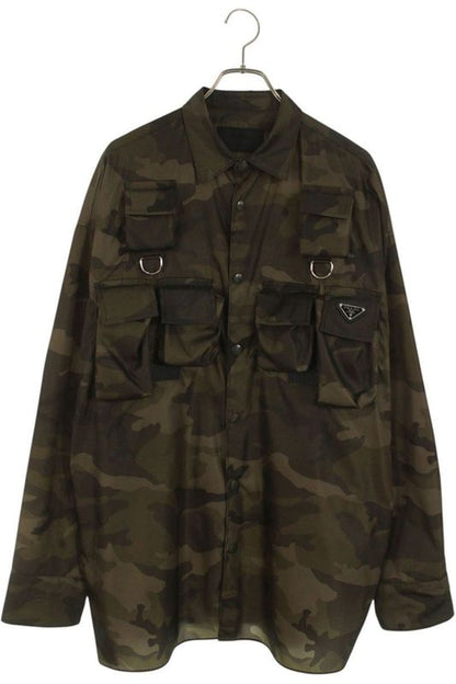 Prada Sc773 Triangle Multi-pocket Long Sleeve Shirt Men's M