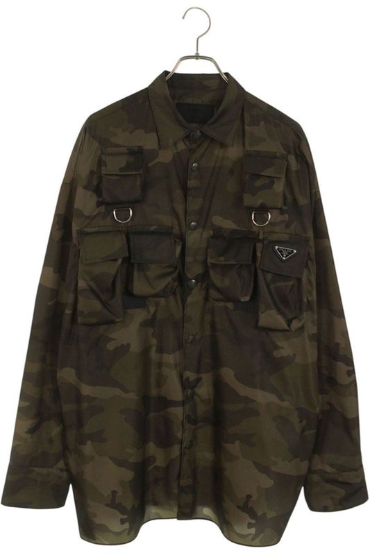 Prada Sc773 Triangle Multi-pocket Long Sleeve Shirt Men's M